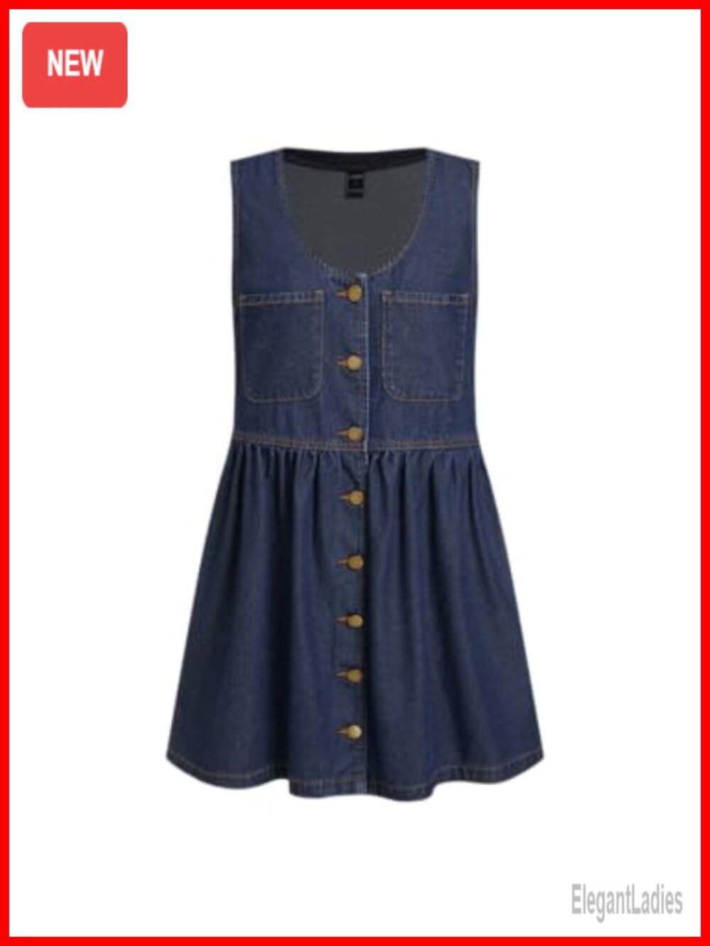 Sleeveless Denim Dress Button Down Tie Back A-Line Mini